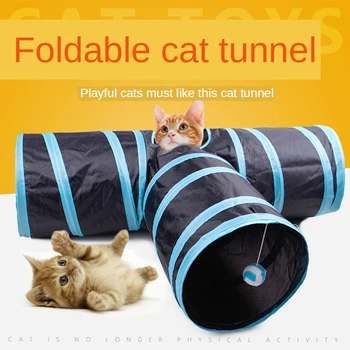 

Home Funny Pet Supplies Cat Tunnel Toys Tee Pipe Kitten Educational Toy Bucket Foldable 3 Holes Play Tubes For Rabbit Dog Puppy