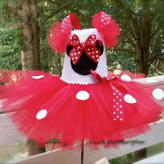 Cute Girls Pink Tutu Dress Baby Crochet Tulle Dress with White Dots and  Hairbow Kids Birthday Party Cartoon Cosplay Dress - AliExpress 1501