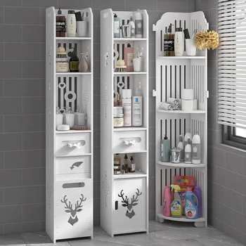 

Wood plastic toilet bathroom shelf floor toilet corner shelf wash gargle cosmetics storage rack bathroom organizer space saving