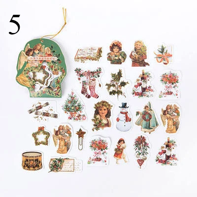 40Pcs/Pack Kawaii Christmas Stickers Retro Stationery Stickers Decorative Stickers For Kids DIY Diary Scrapbooking Supplies - Color: 5