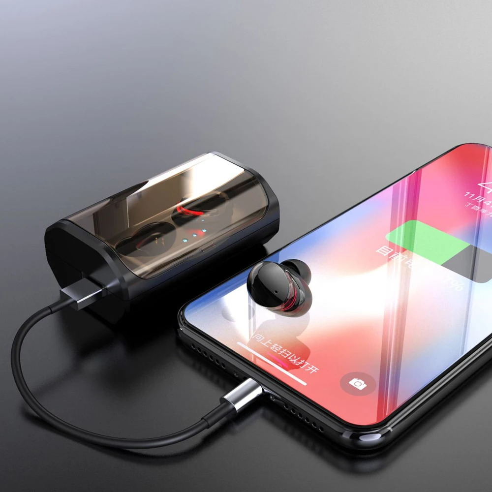 TWS T8 Мини настоящие Беспроводные спортивные наушники Bluetooth V5.0 стерео наушники-вкладыши IPX6 водонепроницаемые с зарядным устройством емкостью 3000 мАч
