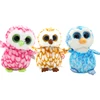15CM Ty Big Eye Beanie Plush Animal Doll Stuffed Rainbow Barred Owl Softl Collectible Toy Children Gift