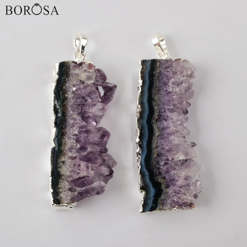 Ожерелье BOROSA Freeform с кулоном из натурального аметиста подвески для женщин модные