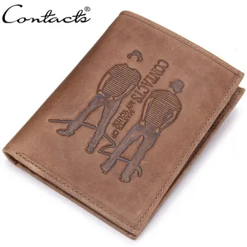 

100% Genuine Leather men's wallet Slim Vertical section Male Short Wallet Man's Purse Luxury Brand Card Holders For Men