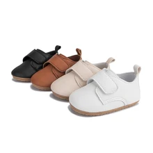 Kidsun sapato infantil unissex, mocassim de couro pu e com sola de borracha antiderrapante