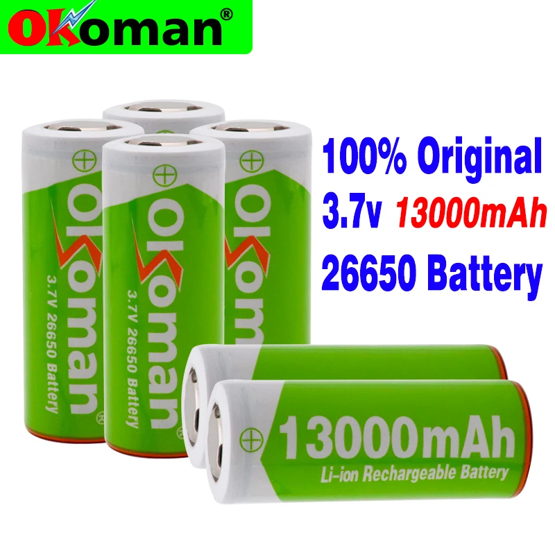 2020 New original 26650 Lithium Battery 3.7V 13000mAh High Capacity Rechargeable Suitable for Flashlight | Электроника