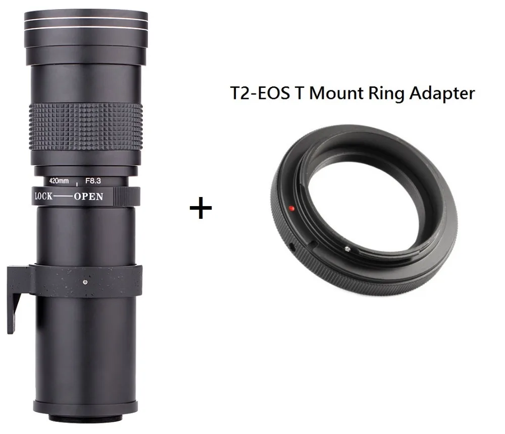 

Lightdow 420-800mm F/8.3-16 Super Telephoto Manual Zoom Lens +T2 Mount Ring Adapter for Canon EOS DSLR Camera EF EF-S Mount Lens
