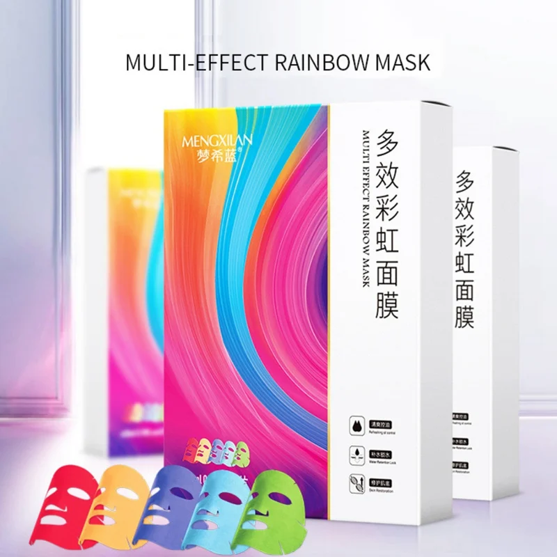 5pcs Five color Multi effect Moisturizing Anti oxidant Brightening Repair Colorful Rainbow Masks Set Skin Care 2