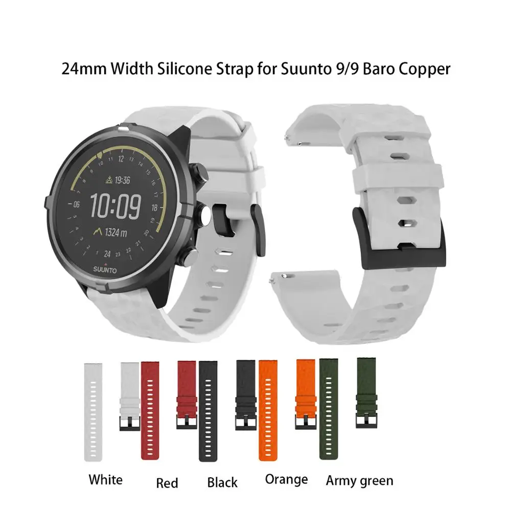 CZhkg Silicone Cinturino per Suunto 9 Baro/Suunto 9 Strap. Bracelet Sportivo Regolabili Cinturino di Ricambio Armband Sgancio Rapido Wristband Braccialetto per Suunto 9/Suunto 9 Baro (Nero rosso