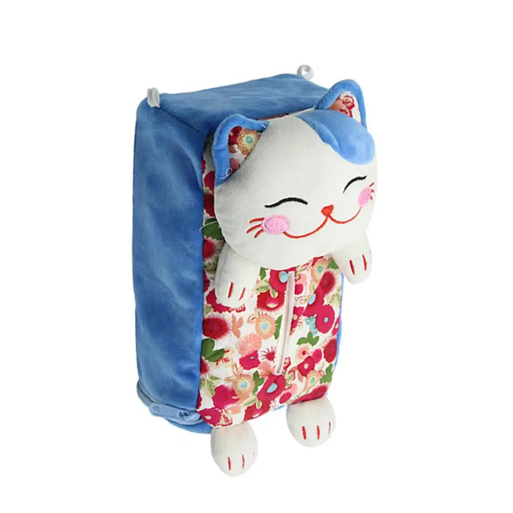 С изображением из мультфильма Lucky Cat подвесная коробка из ткани для автомобиля держатель ткани милые чехлы на коробки для салфеток Салфетка бумажное полотенце коробка держатель чехол для автомобиля Стайлинг - Название цвета: Blue