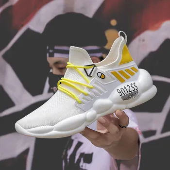 

New fashion Men casual shoes thick bottom lace up breathable sneakers antiskid elastic non-slip mesh shoes male Zapatos Hombre