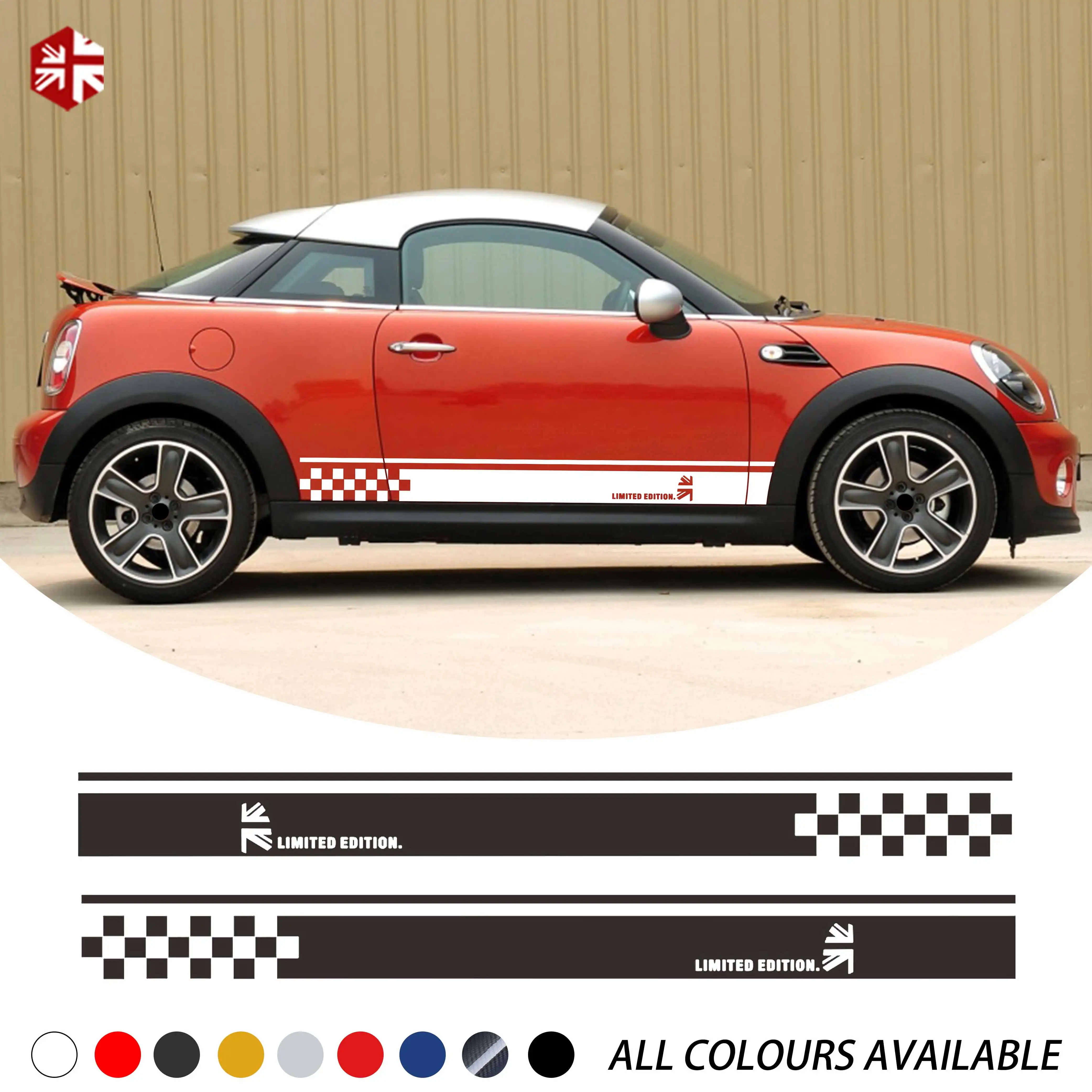 

2X Union Jack Styling Car Door Side Stripes Skirt Sticker Limited Edition Body Decal For MINI Cooper R57 R58 R59 JCW Accessories