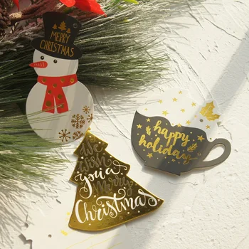 

30pcs Gold Merry Christmas Snowman Cup Tree Multi-use Scrapbooking DIY Decoration Party Invitation Gift Card Message Card