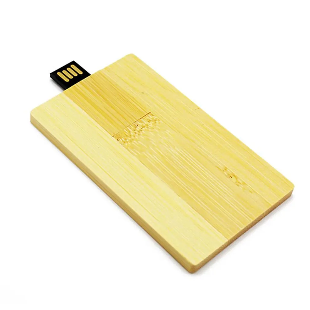 

Rotatable Credit Card Large Capacity Bamboo USB 2.0 Flash Drives Memory Stick Pen Thumb U Disk Pendrive for Laptops Notebook