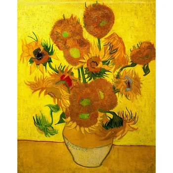 

2020 embroidery diamond mosaic Van Gogh sunflower 5d diamond painting full drill flower crystal mosaic Rhinestone Handicraft Kit