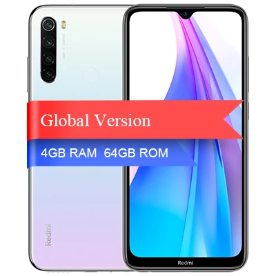 Смартфон Xiaomi Redmi Note 8T с глобальной версией, 4 ГБ, 64 ГБ, 48мп, четырехъярусная камера, 4000 мАч, большая батарея, Snapdragon 665, Поддержка NFC телефона - Цвет: Moonlight White