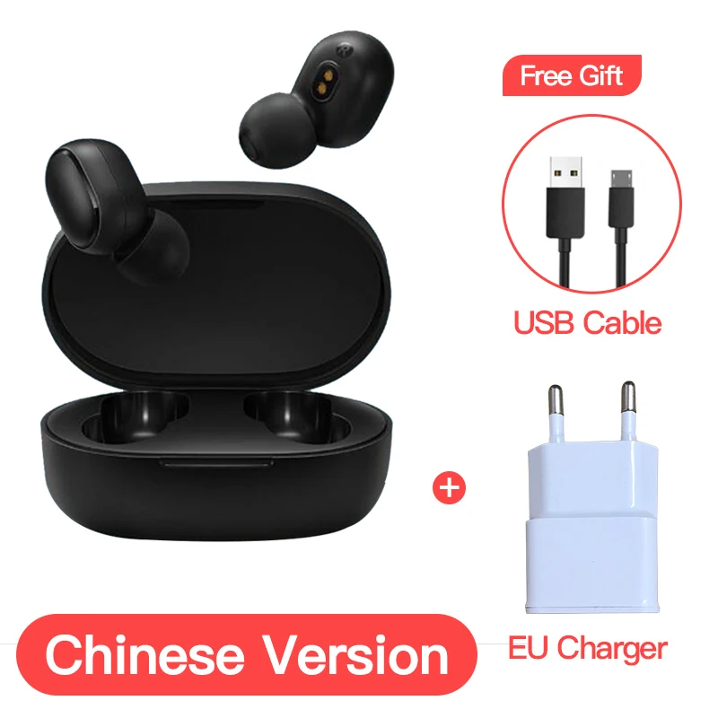 CN add EU charger Xiaomi Redmi Airdots глобальная версия Опциональные TWS наушники стерео беспроводной шумоподавление с микрофоном громкой связи AI Bluetooth 5,0 - Цвет: CN add EU charger