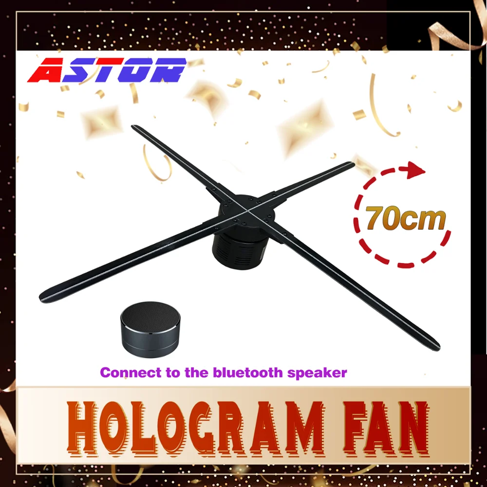 70cm 3D Hologram fan new can connect bluetooth no need SD card phone operate LED Holograpic Advertising player display | Освещение