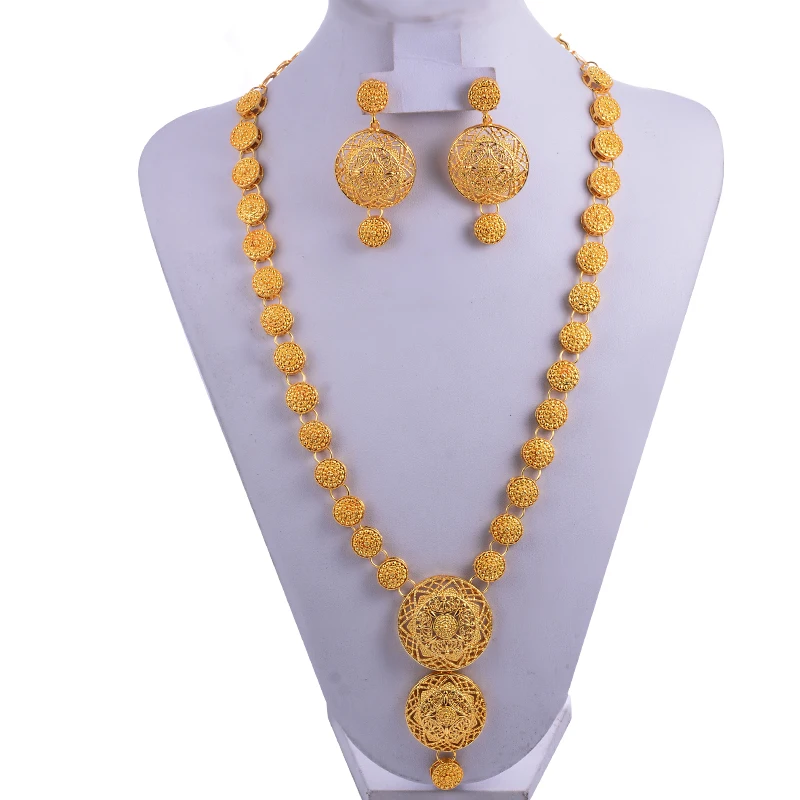 Najtaniej Wando indie zestaw biżuterii złoty kolor miedziany naszyjnik kolczyki Arab Dubai Wedding Party Jewelr zestaw prezenty dla mamy pasek na prezent box