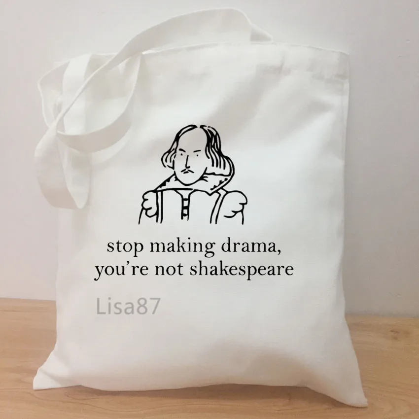 Stop Making Drama Quotes забавные холщовые сумки на плечо Kawaii Белая повседневная большая сумка для женская сумка для покупок Студенческая сумка - Цвет: C1