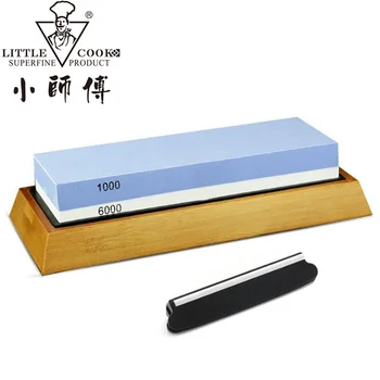 

Little Cook Whetstone Knife Sharpener Professional 2 Side Grit 1000/6000 Knife Sharpening System with NonSlip Kitchen Tools