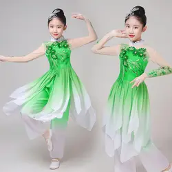 Детский классический в стиле ханьфу танцевальный костюм для девочек Жасмин Янко танец новый стиль детский Национальный вентилятор