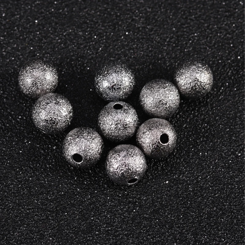 100pcs/lot Gold/Silver Color Metal Matte Spacer Beads 4/6/8mm Copper Round Loose Charms Setting Beads for Jewelry Making F3461