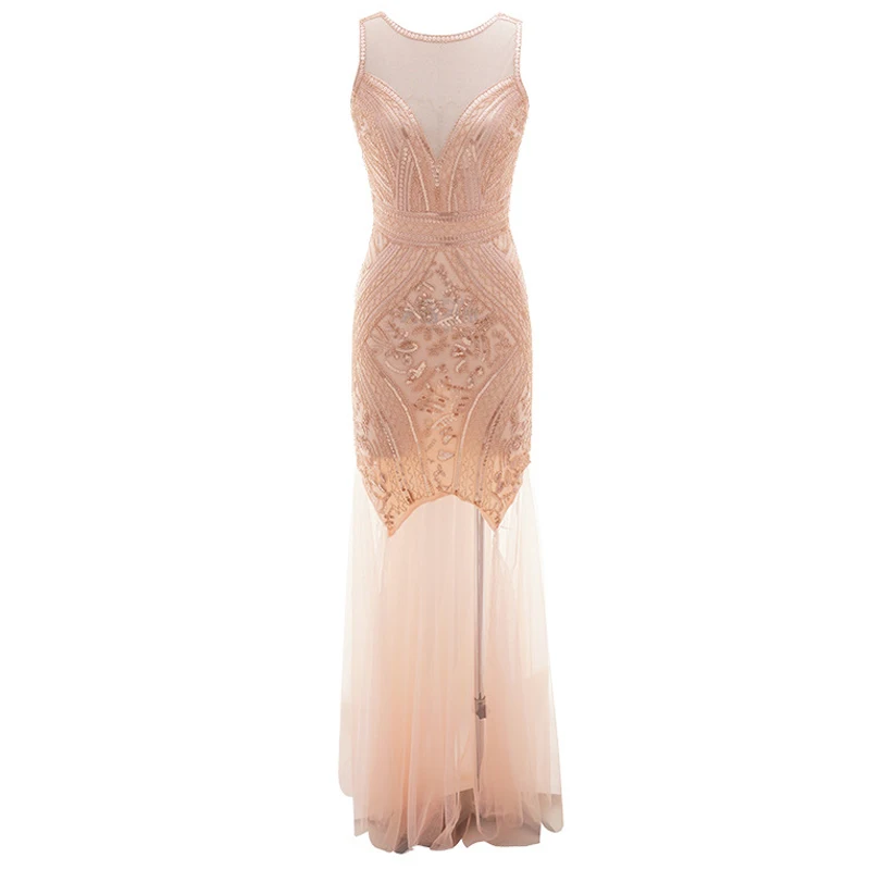 Платье размера плюс, Vestido Longo Robe Femme Ete, v-образный вырез, сексуальная открытая спина, длинное, женское, расшитое блестками Сетчатое платье для вечеринки, облегающее платье, одежда