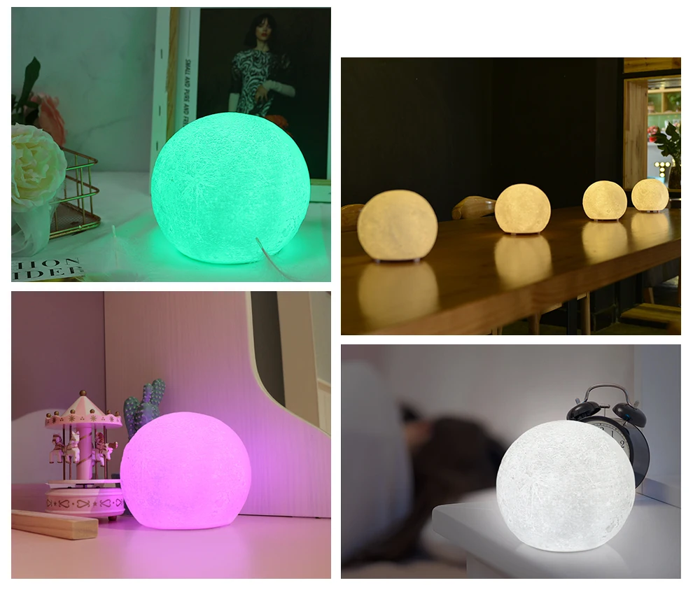 WiFi Smart Moon Light Настольная лампа работает с Alexa Google Home голосовой кран регулировки сенсорные светодиоды детская спальня спальный ночник