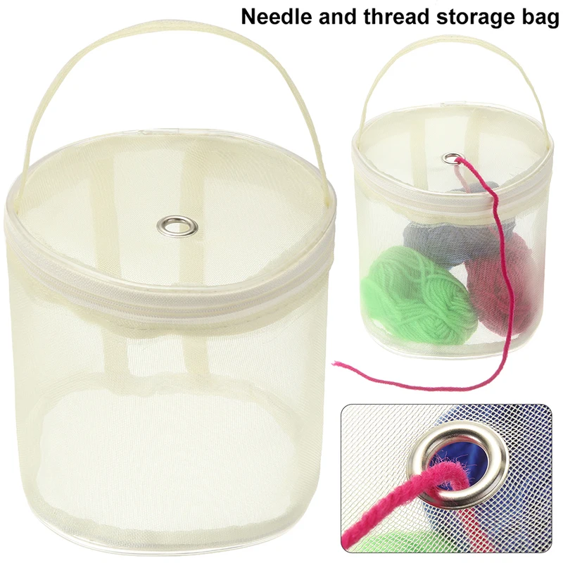 

DIY Hand-Knitted Yarn Organizer Bag Sewing Thread Storage Case Zipper Closure Mesh Bag Sewing Accessories Yarn Mesh Bag