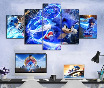 

Home Decor 5D Diamond Embroidery 5 Pcs Painting Sonic The Hedgehog Full Round Drill Cross Stitch Picture Anime Handmade Wall Art
