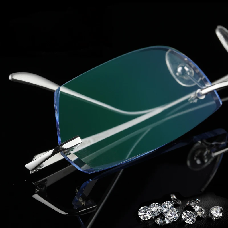 Titanium Gold Glasses Frames Men Rhinestone Eyeglass Frame Ti Luxurious High Clear Lens Anti-reflective Prescription Glasses 650