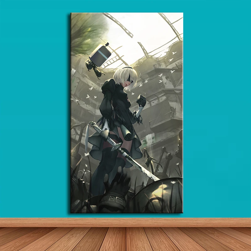 Художественный плакат NieR Automata printing robot 2B Постер YoRHa No.2 тип B печать на холсте