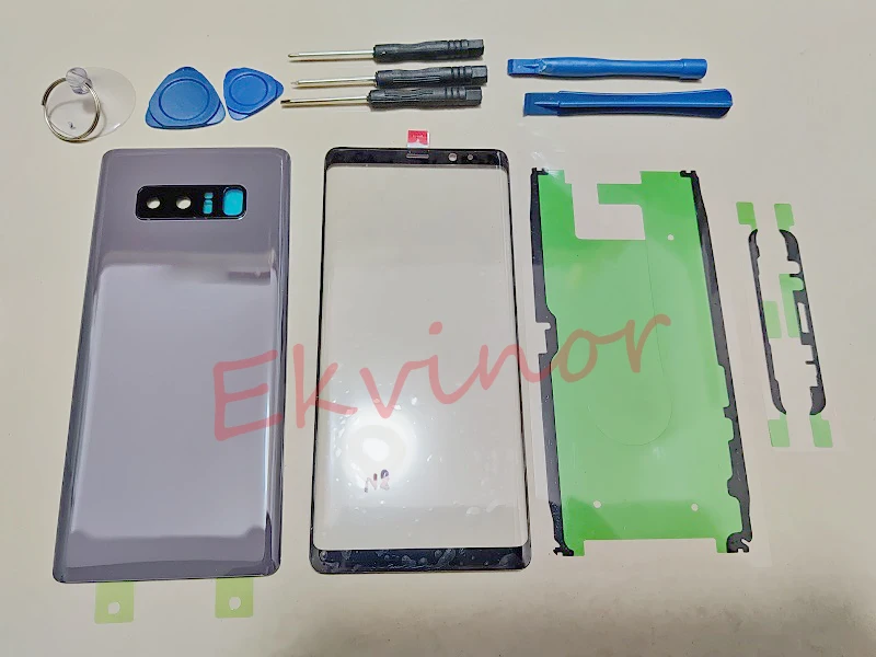 Для samsung GALAXY Note 8 N9500 крышка батареи Задняя стеклянная крышка задняя дверь Корпус+ передняя сенсорная стеклянная линза с наклейками+ Инструменты
