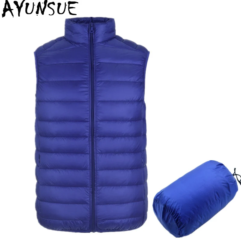 Ayunsue Ultralight Down Jacket Men Vest Autumn Winter Down Coat Sleeveless Puffer Jacket Men