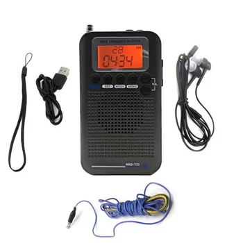 

HRD-737 Portable Radio Aircraft Band Receiver FM/AM/SW/ CB/Air/VHF Radio World Band with LCD Display Alarm Clock
