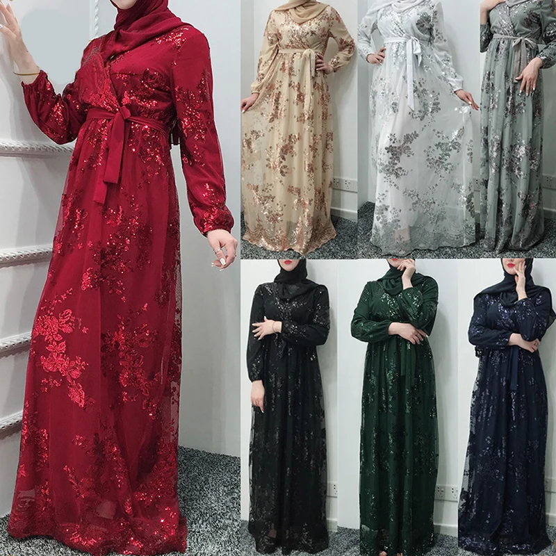 Модное мусульманское платье абайя металлический цвет высококачественное