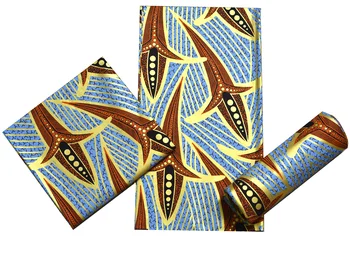 

Gold Print African New Fashion Anakra 100% Cotton African Wax Fabric Nigerian Ghana Kitenge Dashiki Real Golden Wax Fabric 6yard
