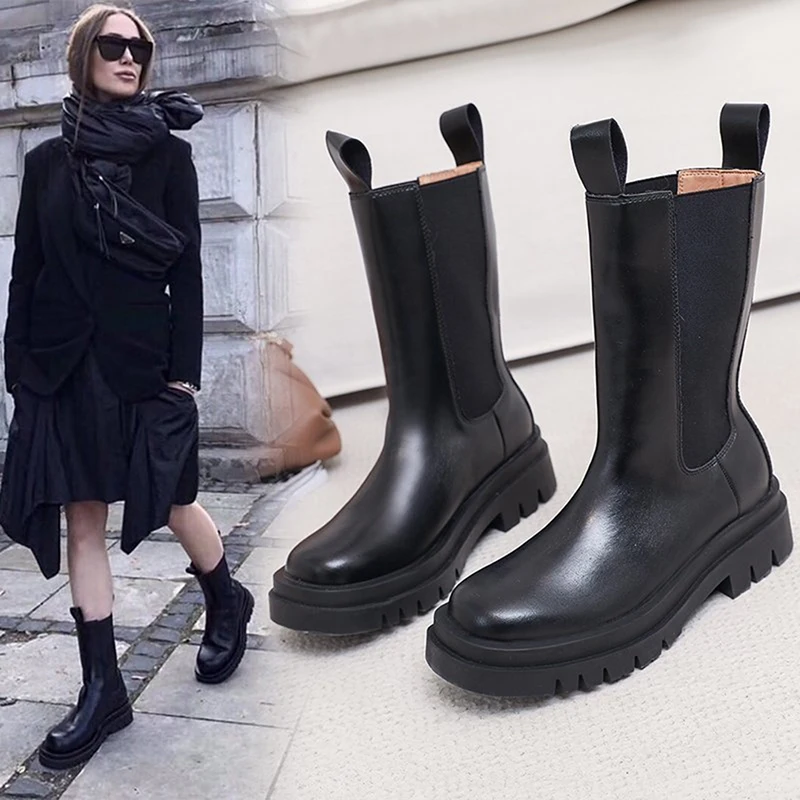 Martin Boots Black Low-Heel Round-Toe Female Women New-Fashion Plus Slip-On Casual Szie