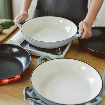 

Japanese enamel cast iron baking grill roasting pan household multi-functional stew soup rice pot stewpan with glass lid