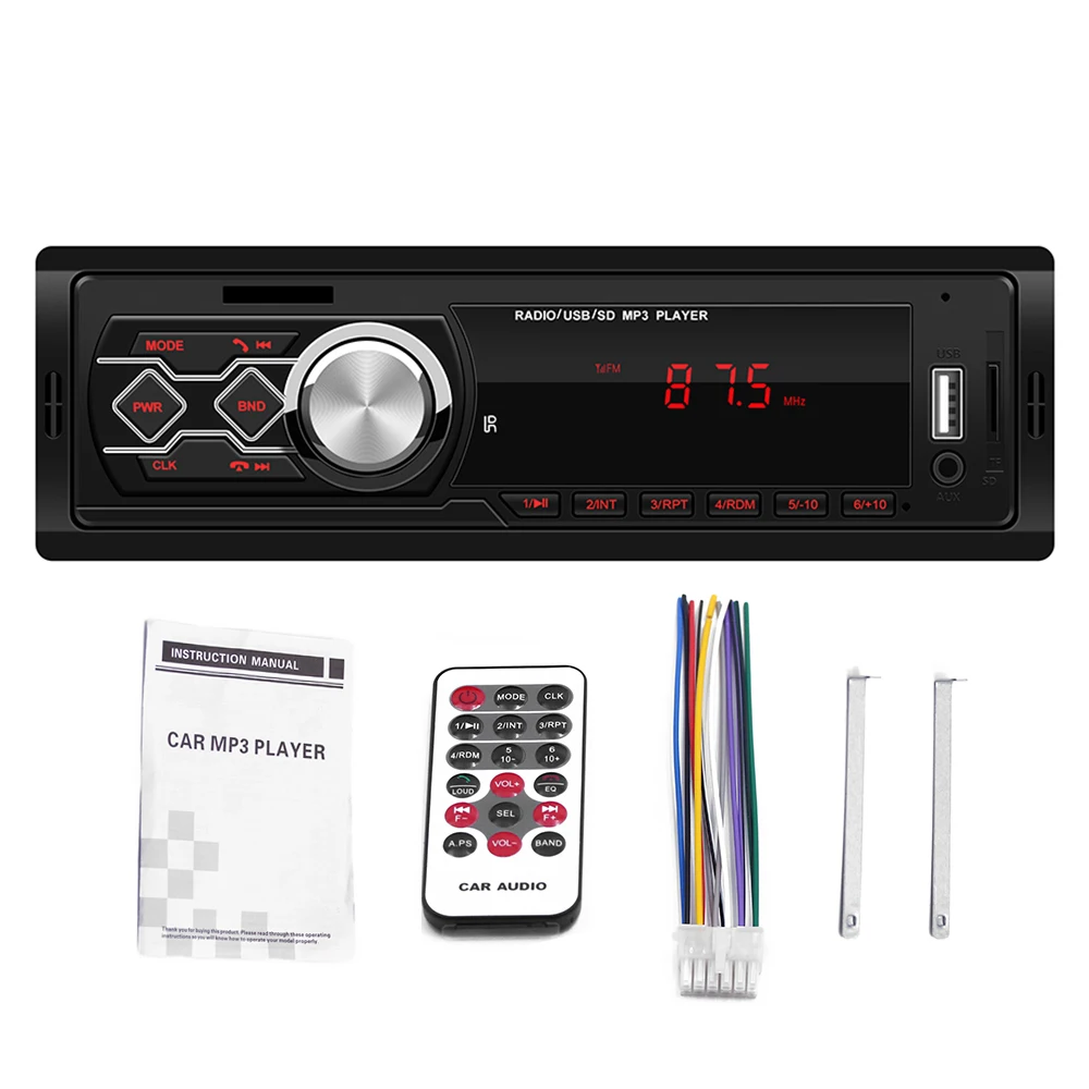 

Car FM Radio Stereo MP3 Music Player Bluetooth Autoradio 12V AUX TF Card USB U Disk Remote Control 4 Way Audio Output Auto Radio
