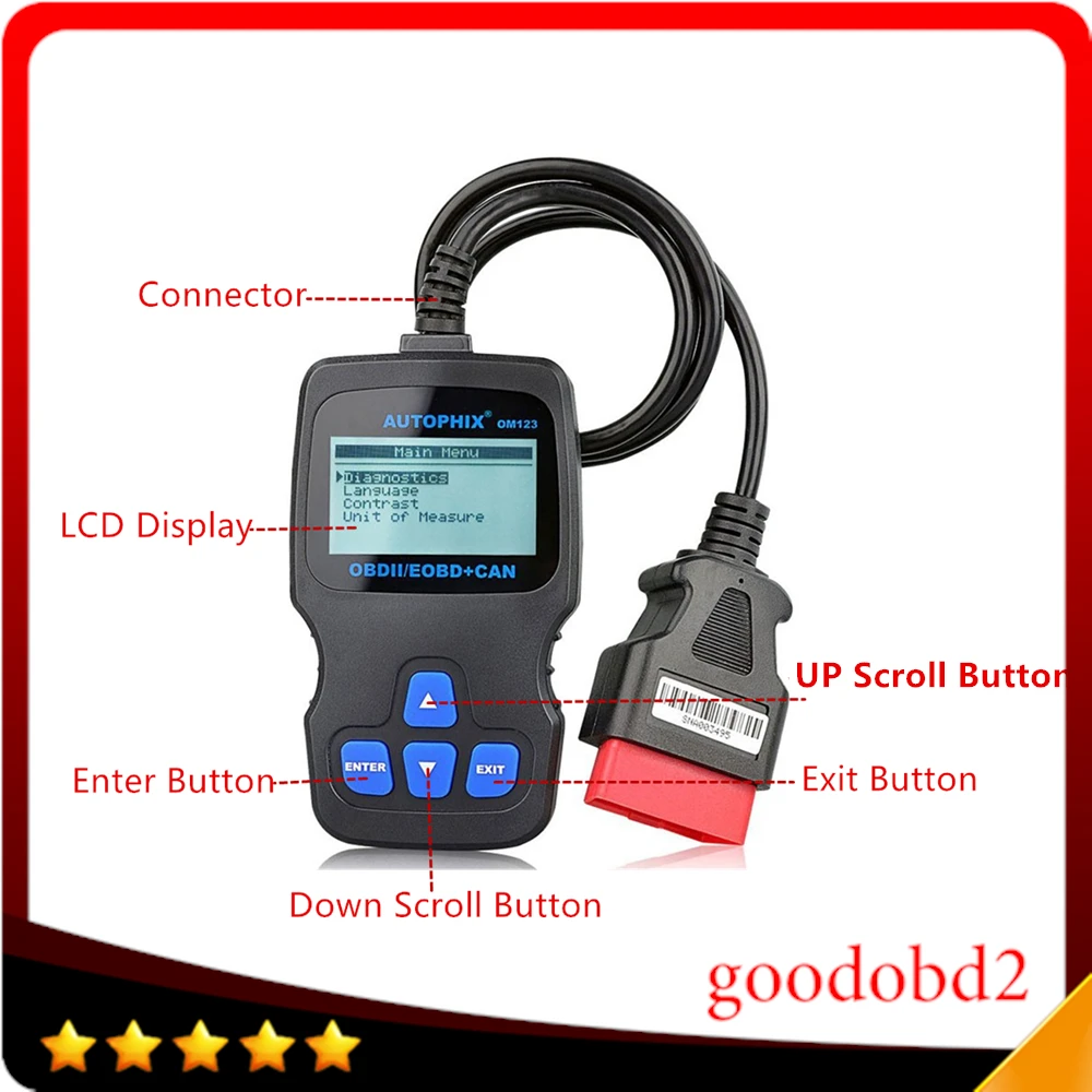 Автомобильный сканер двигателя OM123 CAN OBD2 OBDII EOBD код двигателя читатель Авто автомобиль диагностический инструмент сканирования несколько языков