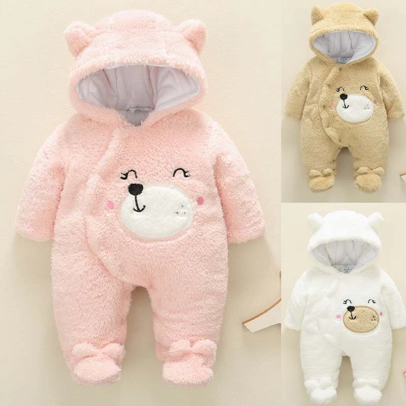 CYSINCOS Newborn Winter Hoodie Baby Clothes Infant Flannel Climbing Suits New Winter Outwear Toddler Rompers Boys Girls Jumpsuit