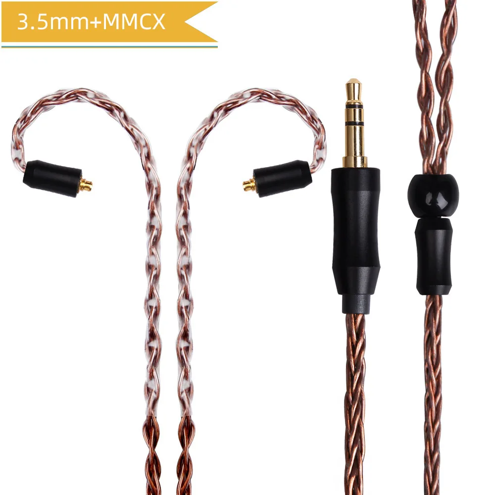 3.5mm MMCX Brown FDBRO MMCX 2pin 8 ядер сбалансированный обновления наушники кабель 2,5/3,5/4,4 мм разъем для наушников с серебряным покрытием провода SE215 SE315 SE425 SE535 SE846 - Цвет: 3.5mm MMCX Brown