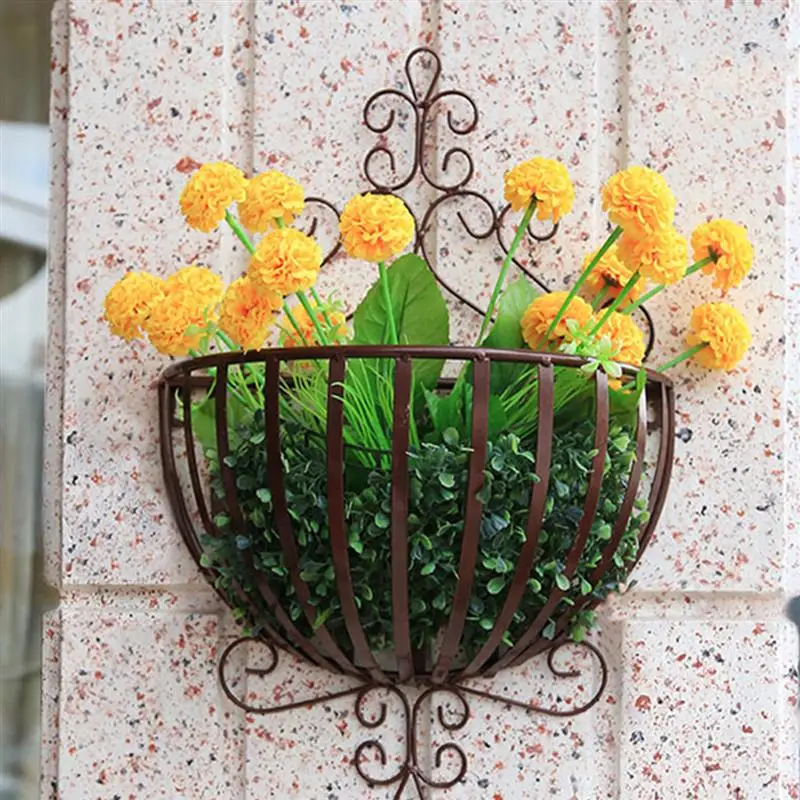 1 Pc Flowerpot Holder European Style Semicircular Wall Mounted Planter Rack Plant Pot Basket For Home Balcony Garden
