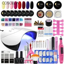 COSCELIA 36 Вт УФ-светодиодный светильник для сушки маникюра, гель для наращивания ногтей, дрель для ногтей, Гель-лак для ногтей, наборы для ногтей, верхнее Базовое покрытие, маникюрный набор