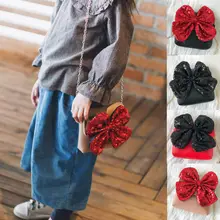 Новинка года; милая сумка принцессы с блестками через плечо для маленьких девочек; маленькая сумочка через плечо Для монет; Милые Сумки из искусственной кожи с бантом и блестками; 4 стиля