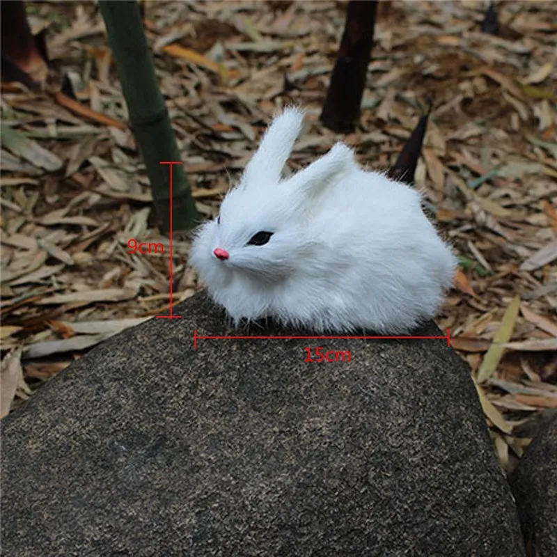 15CM Mini Cute Rabbits Chicks Plush Toys Fur Lifelike Animal Easter Bunny Simulation Rabbit Toy Model 3