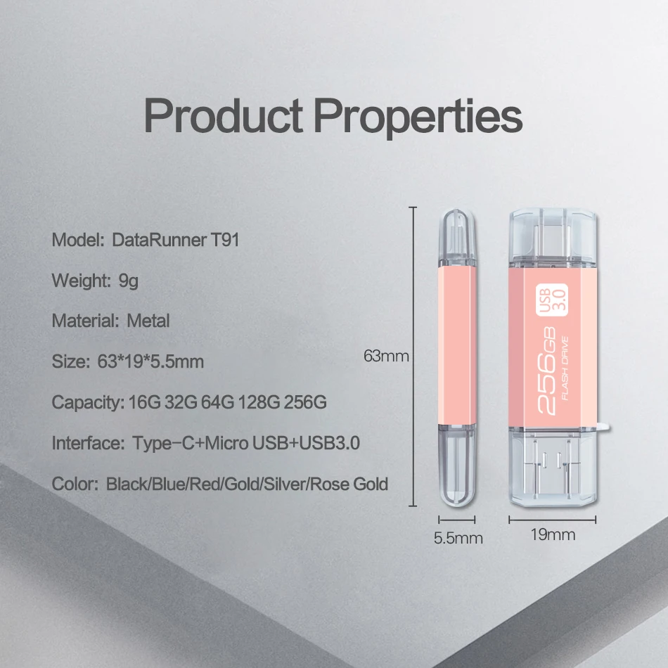 DataRunner OTG USB флеш-накопители USB3.0& type-C& Micro usb флеш-накопитель 16 ГБ 32 ГБ 64 ГБ 128 ГБ 256 ГБ 3 в 1 Флешка флеш-накопитель