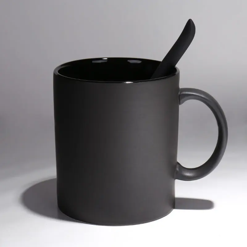 420ml Ceramic Mugs Pure Color Classic with Spoon Lid Milk Coffee Cup Mark Drinkware Novelty Gifts | Дом и сад
